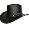 Black Genuine Leather Braided Cowboy Rodeo Hat