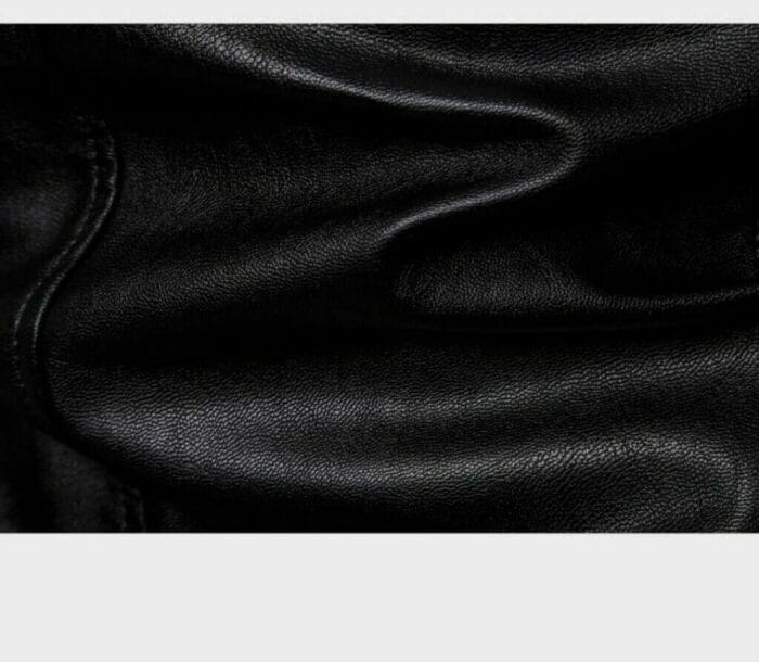 Men's Motorcycle Biker Leather Jacket Stand Collar Long sleeve Zipper Slim Fit - Image 4