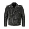 Mens Brando Leather Jacket Motorcycle Perfect Black Cow hide Biker Jacket