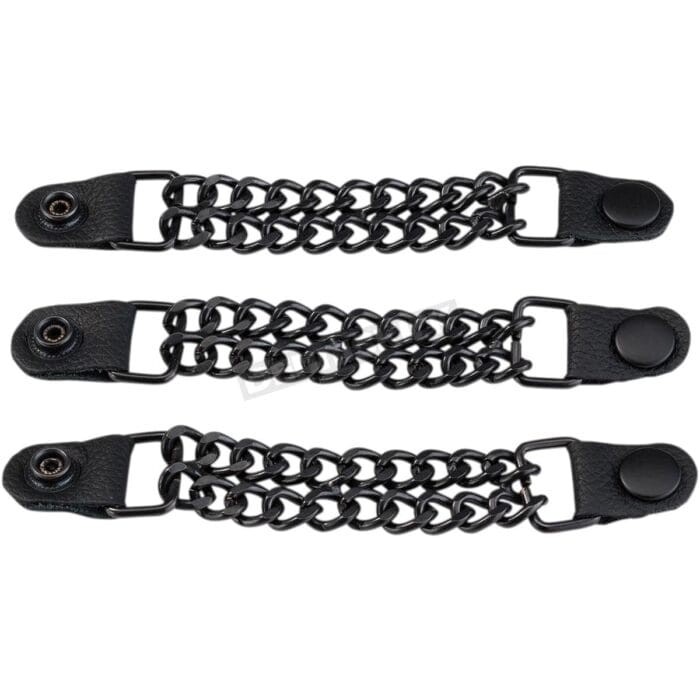 4pcs/set Leather + Stainless Steel Motorcycle Vest Chainmail Extenders Snap (Black Buttons) - Image 2