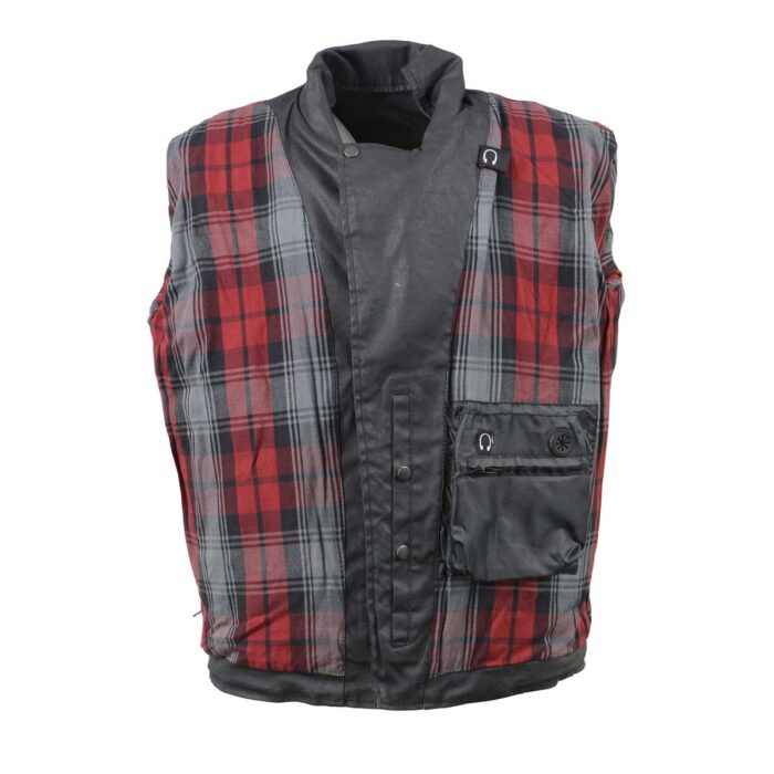Men's Waxed Denim Moto Jacket With Armor - Image 11