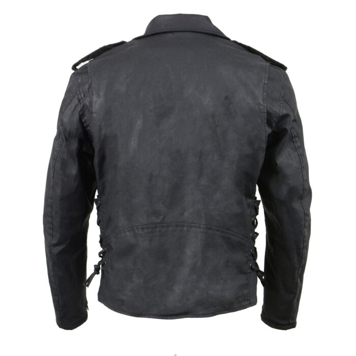 Men's Waxed Denim Moto Jacket With Armor - Image 10