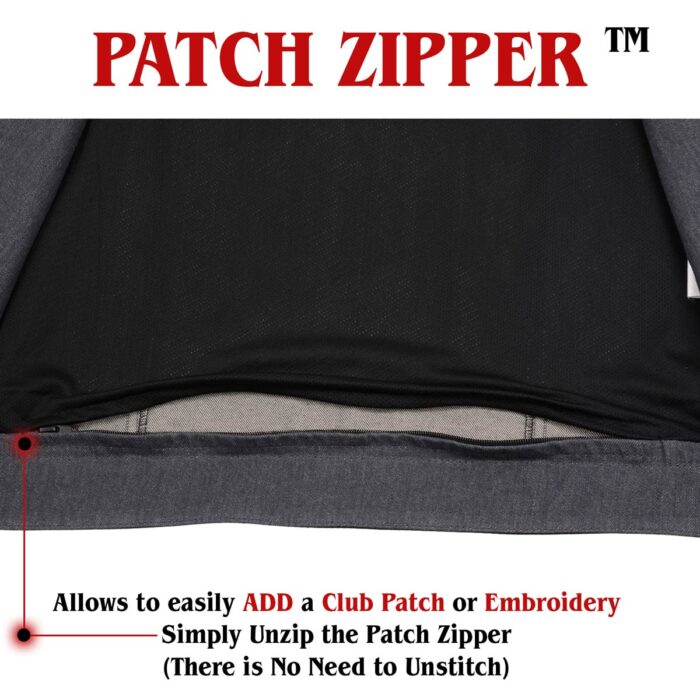 Men's Gray Perforated Leather and Denim Combo Vest w/ Dual Hidden Closure - Image 5